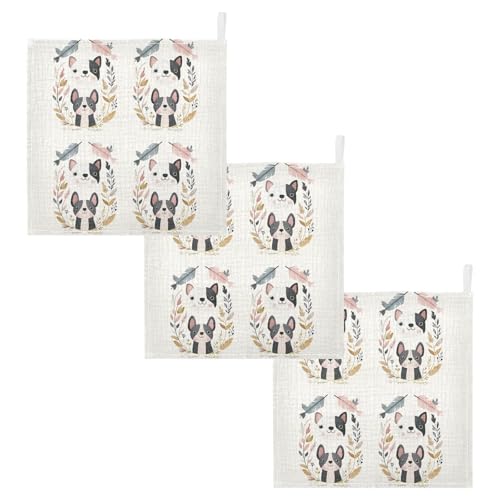 vvfelixl Boho Wreath Dog Baby Burp Cloths Baby Muslin Washcloths for Boys Girls Cotton Babys Face Towel for Newborn Infants Soft and Absorbent 11.8 X 11.8 in, 5 Pack2
