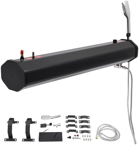 Heavy Duty 7.9Gal Portable Water Tank - 18L Self-Pressurized PVC/ABS for Outdoor Showers, Roof Rack Use, Pet Cleaning, Gear Washing, Durable & Versatile