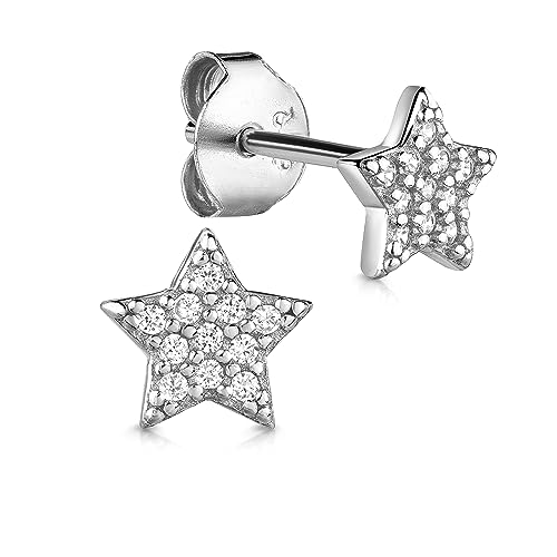 Pendientes de estrella de plata dorada NKlaus con circonitas blancas un regalo mágico infantil