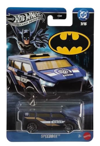 Image of Hot Wheels Toy Car, Batman-Themed 1:64 Scale Batman SPEEDBOX Die-Cast Vehicle, Popular Hero or Villain Casting from the Global Franchise