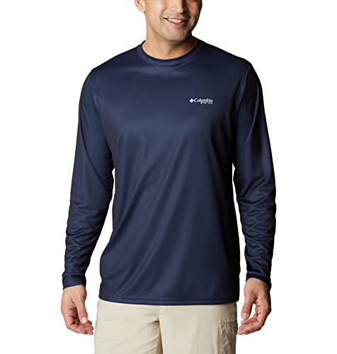 Columbia Men's Terminal Tackle PFG Flag LS, Collegiate Navy/White Alaska Fish, 1X Big