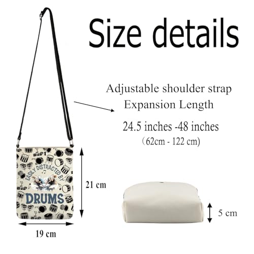 FUSTMW Drum Gifts for Women Drum Crossbody Purse Drummer Crossbody Bag for Drum Lovers Player Gifts Band Music Gift2