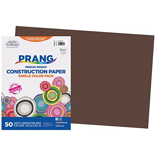 Image of Prang (Formerly SunWorks) Construction Paper, Dark Brown, 12 inch x 18 inch, 50 Sheets