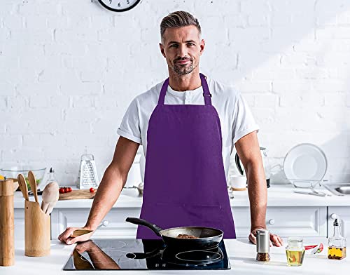 Utopia Kitchen Adjustable Bib Apron (10-Pack) Chef Cooking Kitchen Men Women Waitress Server Work Aprons With Pockets (Purple, 10 Pack) #TOP5