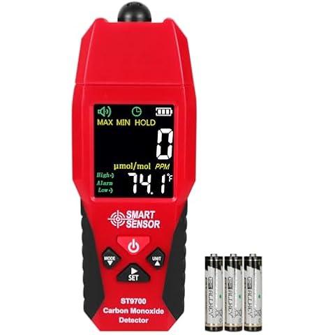 Lunarlipes Carbon Monoxide Detectors, Portable CO Detector with Temperature Sensor ＆ LCD Color Display, Professional-Grade Handheld CO Meter Tester 0-1000PPM Range, Indoor/Oudoor (Includes Battery x3) Cover