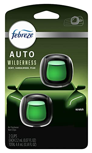 Image of Febreze Car Vent Clip Air Freshener, Odor Eliminator for Up to 30 Days Freshness, 2 Clips (Wilderness)