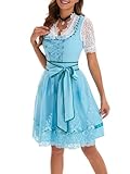 Paaruter Oktoberfest-Outfits für Damen: Dirndlkleid für die Deutsche Traditionelle Bayerische Tracht Wasserblau XL