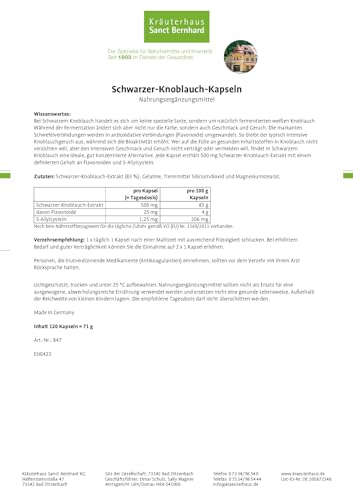 Schwarzer Knoblauch Kapseln von Kräuterhaus Sanct Bernhard