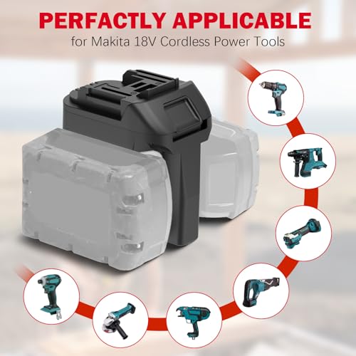 2 in 1 Battery Adapter for Milwaukee 18V M18 Dual Battery Work for Makita 18V Cordless Power Tool,Dual Power and Longer Runtime by YNDZ - Used condition - Image 5