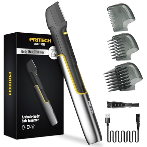 Body Hair Trimmer Groin Hair Trimmer for Mens Rechargeable Pubic Hair Trimmer for Men Body Shavers for Men Body Hair Groomers Back Shavers Back Hair Trimmer for Mens Bikini Trimmers by PRITECH