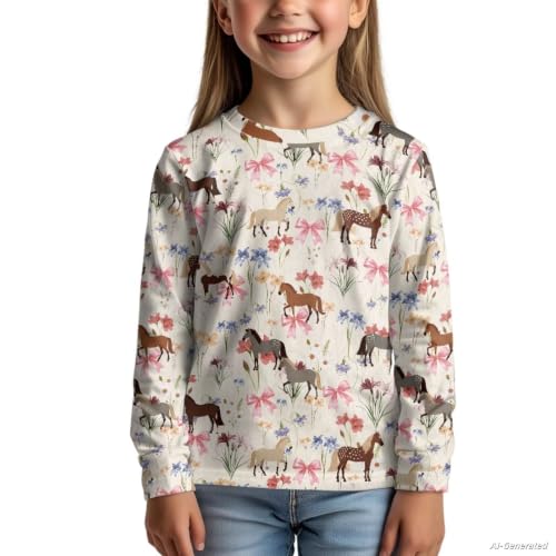 Image of Renewold Boys Girls Tees Kids T-Shirt Long Sleeve Crewneck T Shirts Casual Athletic Tops Clothing for Home School Travel