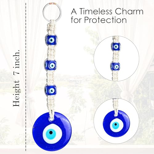 Image of ZAICUS Turkish Blue Glass Evil Eye Hanging | Feng Shui Vastu Nazar Battu for Protection & Good Luck | Perfect for Home Decor & Gifting | Ideal for Doorways, Home, & Office