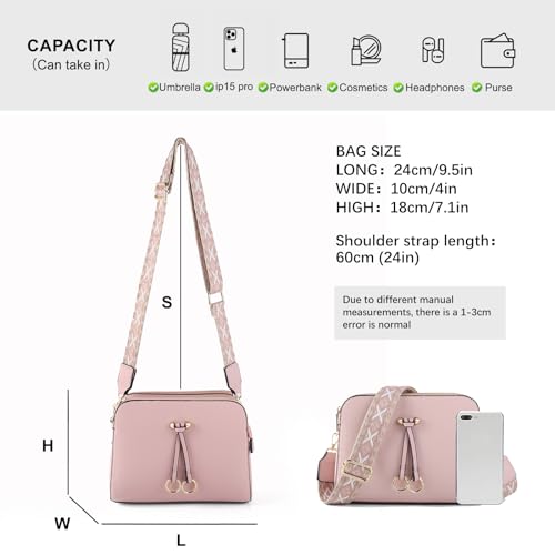 Triple Zip Small Crossbody Bags for Women Vegan Leather Purses Shoulder Handbags,Wide Strap Cell Phone Purse4