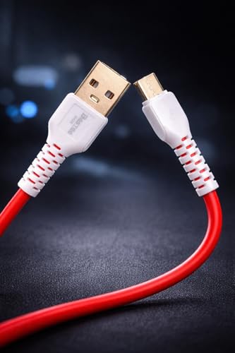 Image of USB Type C Cable 65W 6A Fast Charging & Data Sync, 1.2M Durable PVC Cord for Samsung, OnePlus, Oppo, Vivo, Realme, Mi, Poco, Moto (Red, Pack of 1)