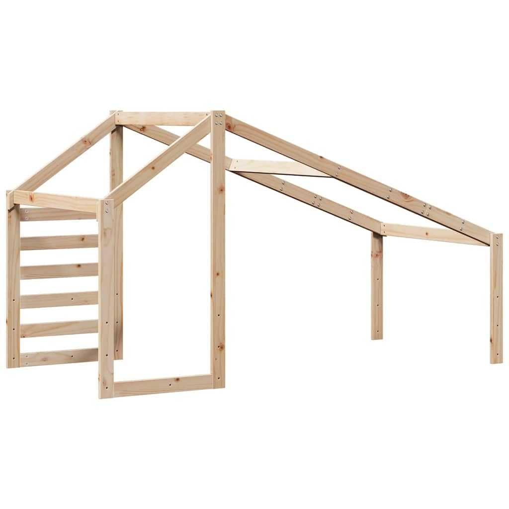 Techo para cuna de 188 x 82 x 113 cm, madera maciza de pino para habitación infantil, extensión rústica, fijación estable, diseño abierto, accesorio de cama de juego duradero