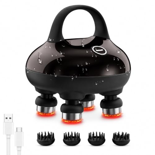 Image of COMFIER 2026 Upgraded Heated Scalp Massager with Red Light, Wireless Rechargeable Head Massager for Hair Growth & Stress Relax at Home,Office & Travel, 3 Modes, Low Noise for Men Women