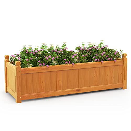HAPPYGRILL Raised Garden Bed, Elevated Planter Box with Drainage Holes,