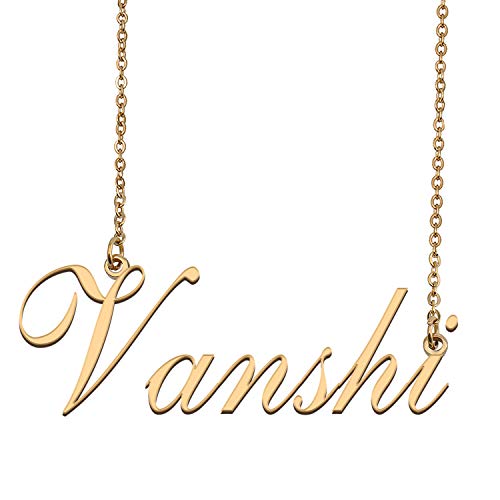 HUAN XUN Custom Personalized Name Necklace in Golden Silver for Women Vanshi