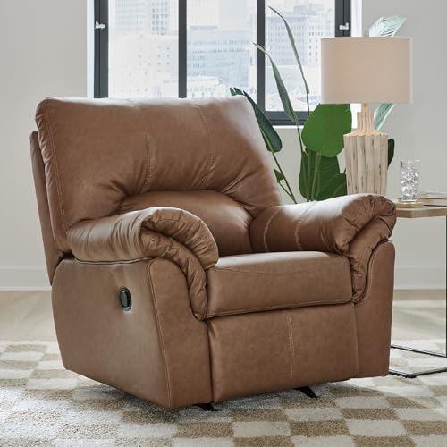 Image of Signature Design by Ashley Faux Leather Manual Rocker Recliner, Caramel