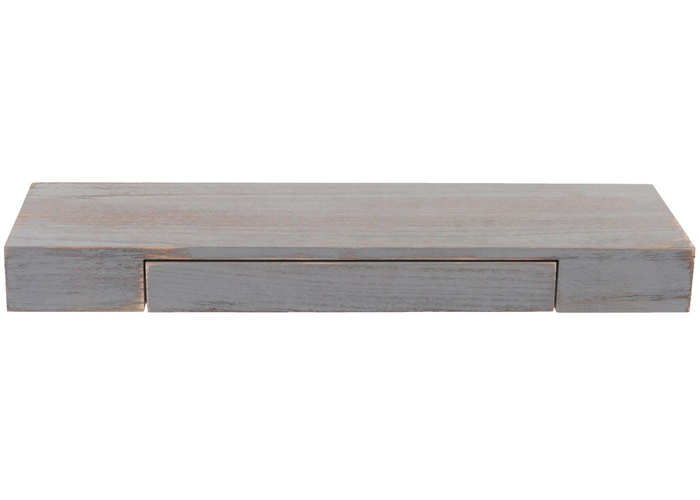 Mensola ripiano pensile con cassetto HWC-H37 25x80x8cm Legno massello Grigio Shabby
