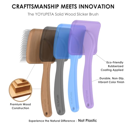 Image of Large Dog 3 in 1 Grooming Kit, Extra Long Pin Slicker Brush, Black | Ideal for Goldendoodles, Doodles; premium wooden handle; dog undercoat rake; removing thick mats; tangle deshedding.