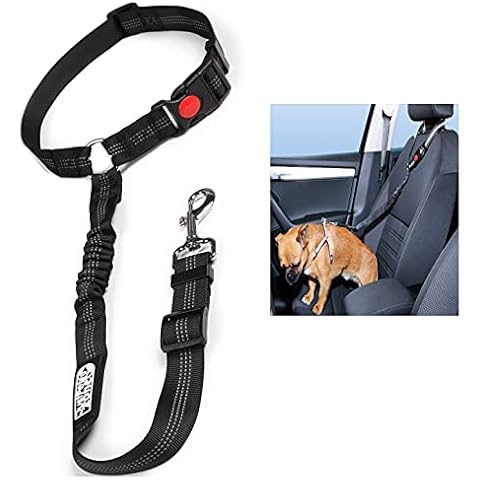 Headrest Dog Car Seat Belt Adjustable with Elastic Bungee Buffer Durable Headrest Pet Seat Belt Dog Car Safety Harness Restraint Cover