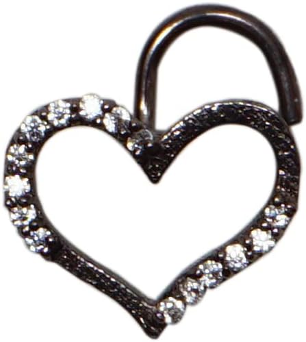 Indian Nose Stud Sterling Silver Nose Stud Heart Nose Stud Indian Nose Ring Black Plated Nose Ring Diamond Nose Piercing Thanksgiving Nose Stud Crock Screw Nose Stud