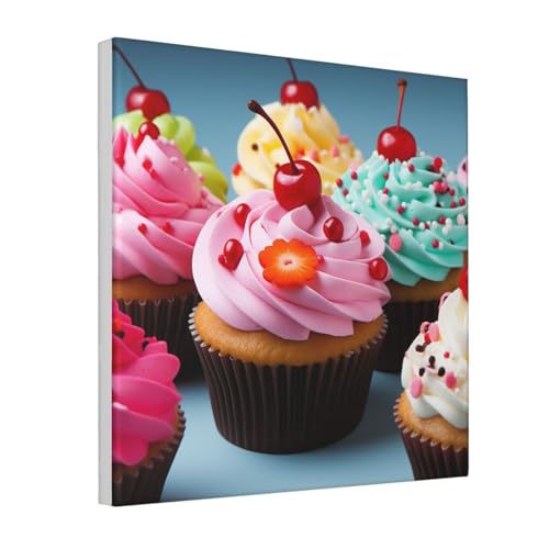 Toile cupcake pour habiller un mur vide avec un cadre moderne prêt