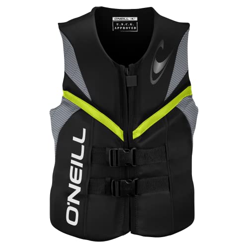 O'Neill Men's Reactor USCG Life Vest,Black/Lunar/Day-Glo,Large