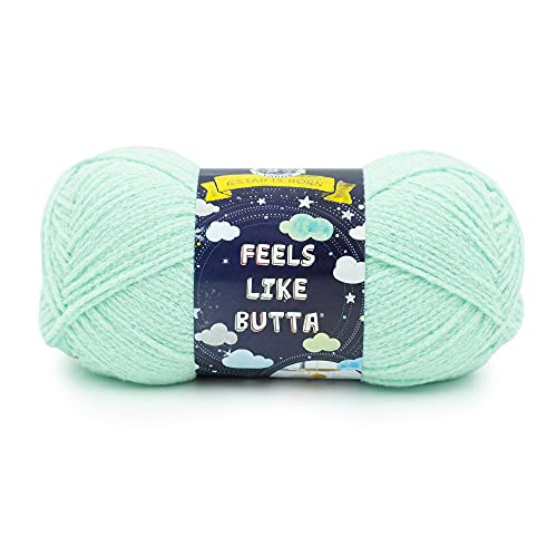 Image of Lion Brand Yarn, Feel Like Butta Velvety Soft Yarn for Knitting, Crochet, and Crafts, Seagreen, 1 Pack, Chenille Like Fiber for Plush Baby Blankets, Amigurumi Toys, and Worsted Weight Sweaters