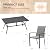 VICLLAX Patio 7 Pieces Outdoor Dining Set, 59" Dining Table with Umbrella Hole and 6 Stackable Cotton-Padded Textilene Chairs for Lawn, Garden, Porch, Black/Grey