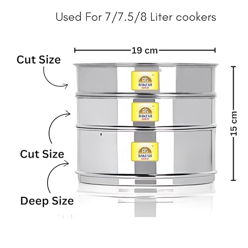 Image of Rakesh Gold Stainless Steel Cooker Container /Cooker Separator | Stainless Steel, Stackable, Food Grade, Rust-Free, Easy to Clean (cooker separator, Suitable for 7 to 8 liter Cookers)