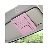 povtii Car Sun Visor Organizer, Waterproof Leather Car Sun Visor Storage Clip, Multifunctional Vehicle Sun Visor Folder with Sunglasses Clip, Universal Interior Car Accessories (Pink)