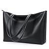 KALIDI Handtasche Damen Groß Shopper Tasche Damen PU Leder Tote Bag Wasserdichte Henkeltaschen mit Reißverschluss für Arbeit, Reisen, Einkauf, Schule Schwarz(L) #3