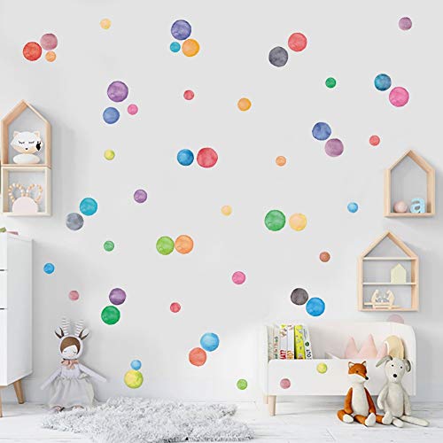 Iarttop Colorful Dot Decal (51Pcs), Watercolor Polka Dots Wall Sticker For Nursery Kids Bedroom Classroom Decor, Multicolor Circle Window Clings Decoration #TOP2