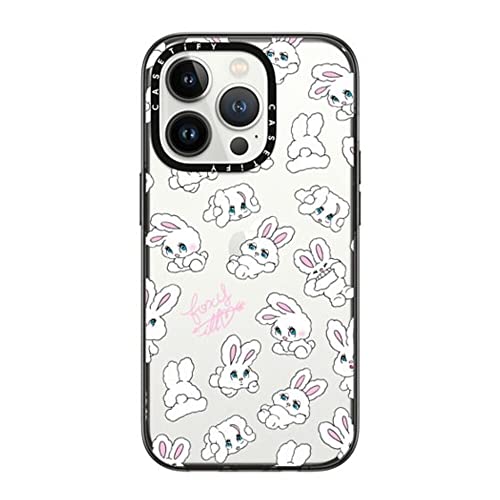 CASETiFY �R���p�N�g iPhone 14 Pro �P�[�X [MIL�K�i���� (2x MIL-STD-810G)/1.2m����̗����e�X�g���N���A] - Bunnies by foxy illustrations - �u���b�N