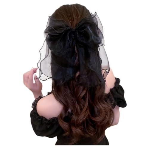 FASELE 髪飾り 長いリボン ヘアアクセサリー 美しい チュール リボン ヘアクリップ蝶結び 森ガール 姫系 パール ヘアリボン 花嫁 結婚式 誕生日 パーティー 発表会 演奏会 1PC