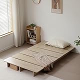 森風ShinrinKaze シングルベッド ロータイプ 天然木製 一人暮らし ドフレームベッドフレーム ベッドフレーム 下収納 組み立てが簡単 おしゃれ 脚付き 木目調 低い ナチュラル 簀の子 来客用 (木の色, シングルベッド幅100cm)