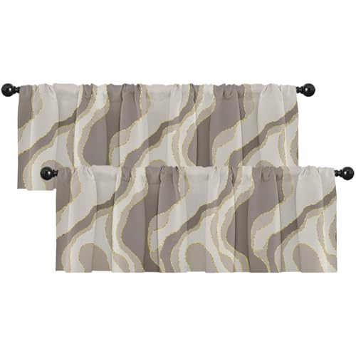 Emvency Marble Valances for Windows, 2 Pack, 52x18 Inch, Abstract