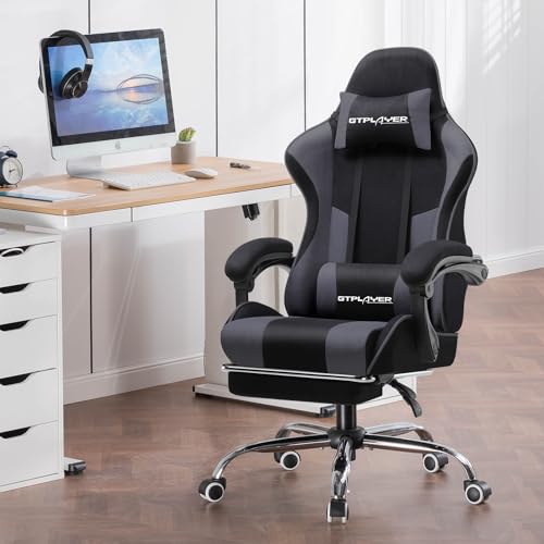 Image of GTPLAYER #1USA Multi-Functional Ergonomic Gaming & Computer Chair - Massage Cushion, Premium PU Leather, Adjustable Neck & Lumbar Pillow for Back Support, Footrest