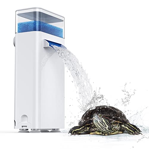 SILICAR Turtle Tank Filter,Aquarium Waterfall Filter Low Level Water Clean Pump for Small Fish Tank Amphibian Frog Crab Habit, 4W (L)