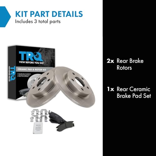 Image of TRQ Rear Brake Pad and Rotor Set Ceramic Compatible with 2000-2005 Buick LeSabre Park Avenue Pontiac Bonneville 2001-2002 Cadillac Eldorado 2001-2003 Oldsmobile Aurora