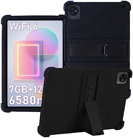 ATOOZ for TABWEE T80 Tablet Case,Soft Silicone Blackview Tab 30 Wifi/70 Wifi/7wifi/8wifi Case 2024 10.1 Inch,OSCAL Pad70/Pad60 Cover for Kids with Bracket (Black)