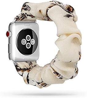 Elastic Wristband Compatible with Apple Watch Band 42mm 44mm 45mm, Canvas Printed Strap for Women, Scrunchie Watch Band for iWatch Series 7 6 5 4 3 SE