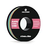 Kamu Synber Fil Elastique 1mm x 30m Corde Elastique Cordon Elastique Ficelle Lastique pour Couture, Collier, Bracelet, Perle, Masques, Artisanat | Arc en Ciel
