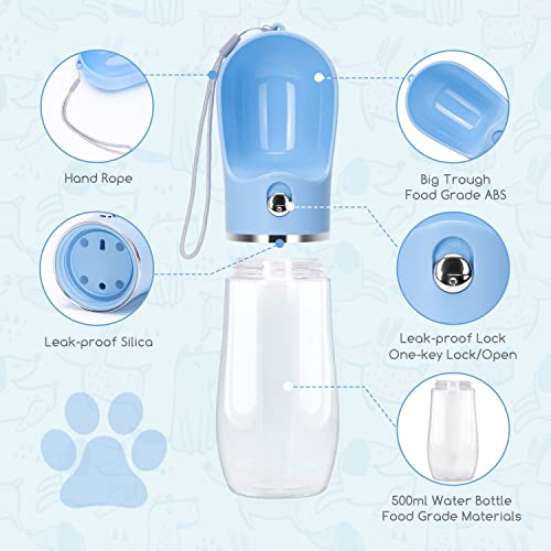 Nobleza Dog Water Bottle, Leak Proof Portable Pet Water Bottle Dispenser Puppy Water Bottle for Outdoor Walking, Hiking, Travel, Food Grade Plastic (17oz, Blue) Nobleza Dog Water Bottle, Leak Proof Portable Pet Water Bottle Dispenser Puppy Water Bottle for Outdoor Walking, Hiking, Travel, Food Grade Plastic (17oz, Blue)