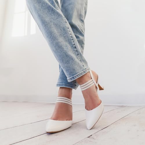 JENN ARDOR Women's Slingback Kitten Heels Pointed Closed Toe Low Stiletto Heels Dress Pumps Shoes for Women Comfortable Low Heeled Sandals Wedding Party Pumps4