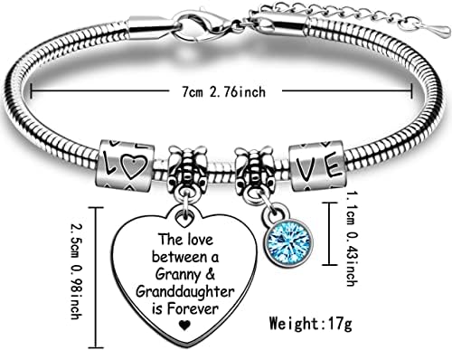 JMIMO Granny Granddaughter Bracelets For Women Girls Adjustable Snake Bangle Bracelets Gifts for Granny Granddaughter Birthday Christmas Family Jewellery