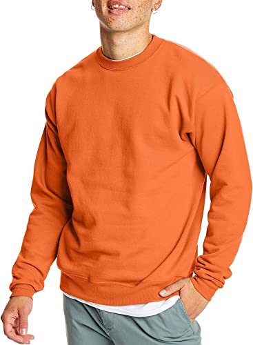 Hanes Men's EcoSmart Sweatshirt, safety orange, Large