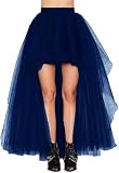 MisShow Women Maxi Tulle Tutu Skirts Floor Length Layered High Waist Spectial Occasion Skirt 80s Prom Dresses Navy Blue